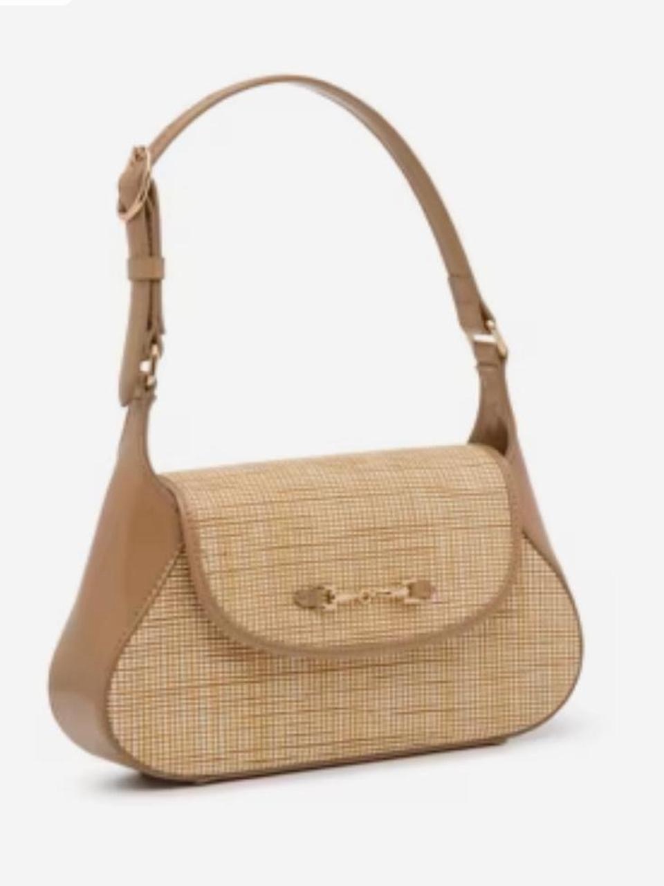 Sam Edelman Tan Woven Shoulder Bag With Gold Accent